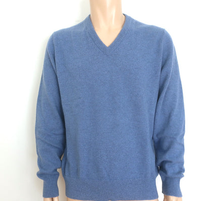 Brooks Brothers Cashmere V-Neck Sweater Blue Size Large NEW