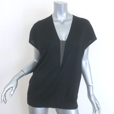 Brunello Cucinelli Cashmere Monili-Insert Short Sleeve Sweater 