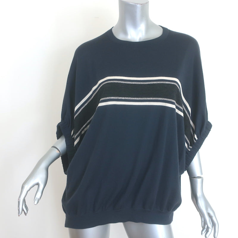 Brunello Cucinelli Cashmere Monili-Striped Dolman Sweater 