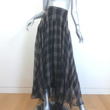 Brunello Cucinelli Checked Silk Chiffon Maxi Skirt 