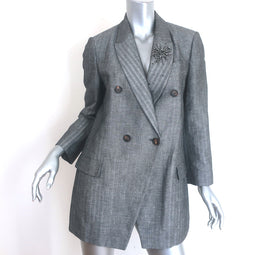 Brunello Cucinelli Crystal-Embellished Double Breasted Blazer