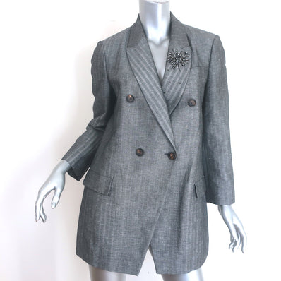Brunello Cucinelli Crystal-Embellished Double Breasted Blazer