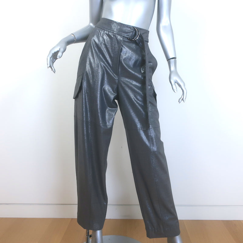 Brunello Cucinelli Metallic Cargo Pants Silver Stretch Wool