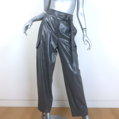 Brunello Cucinelli Metallic Cargo Pants Silver Stretch Wool