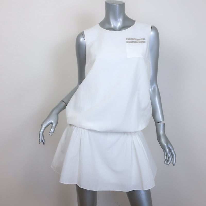 Brunello Cucinelli Monili-Pocket Blouson Mini Dress White