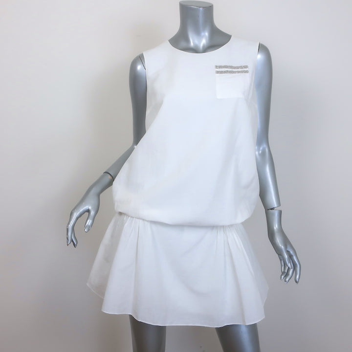 Brunello Cucinelli Monili-Pocket Blouson Mini Dress White