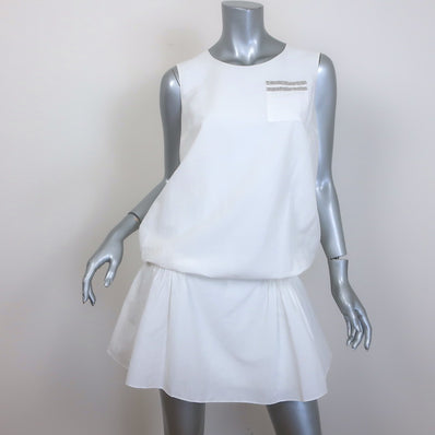 Brunello Cucinelli Monili-Pocket Blouson Mini Dress White