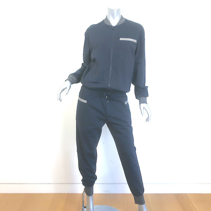 Brunello Cucinelli Monili-Trim Bomber Jacket &amp; Sweatpants Set Gray Size Medium
