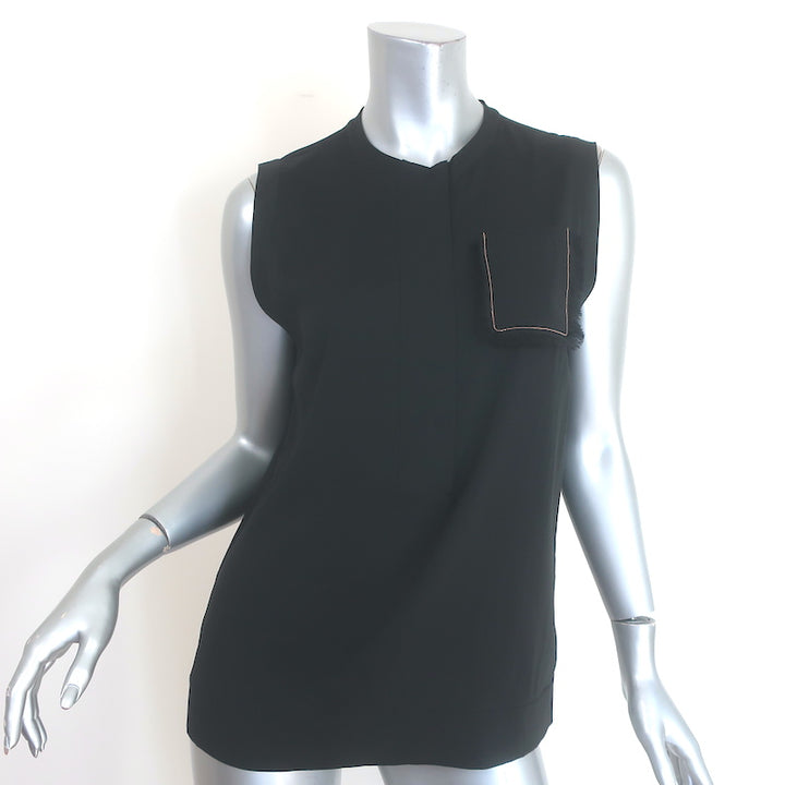 Brunello Cucinelli Monili-Trim Frayed Pocket Tank Top 