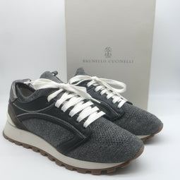 Brunello Cucinelli Monili-Trim Knit Running Sneakers