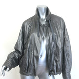 Brunello Cucinelli Monili-Trim Metallic Leather Bomber Jacket 