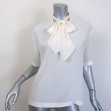 Brunello Cucinelli Monili-Trim Pussy Bow Short Sleeve 