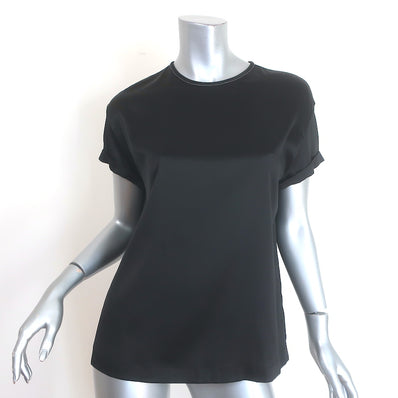 Brunello Cucinelli Monili-Trim Satin T-Shirt Black Size Medium 