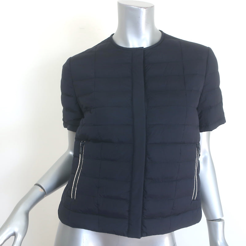 Brunello Cucinelli Monili-Trim Short Sleeve Down Puffer Jacket