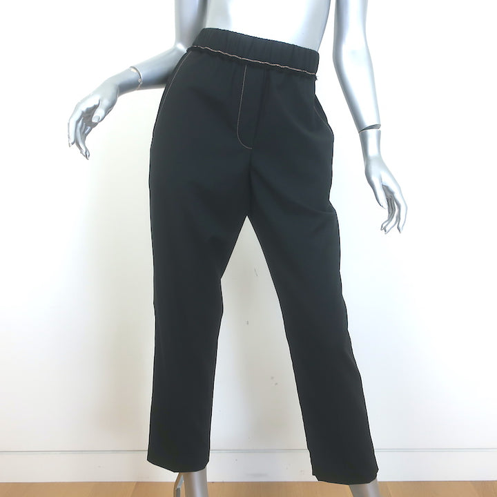 Brunello Cucinelli Monili-Trim Tapered Contrast Seam Pants 