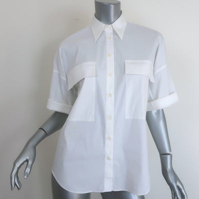 Brunello Cucinelli Monili Roll-Tab Button Down Shirt White 