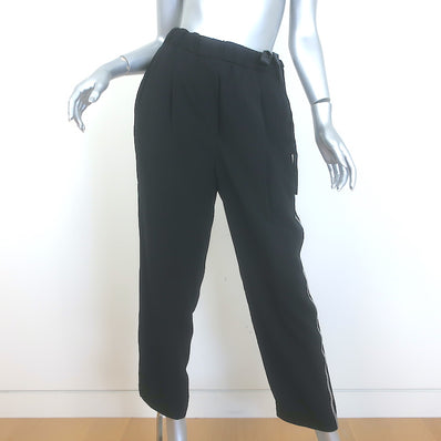 Brunello Cucinelli Monili Side-Stripe Ribbon Tie Pants Black