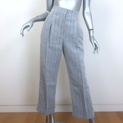 Brunello Cucinelli Pinstripe Linen Cropped Pants 