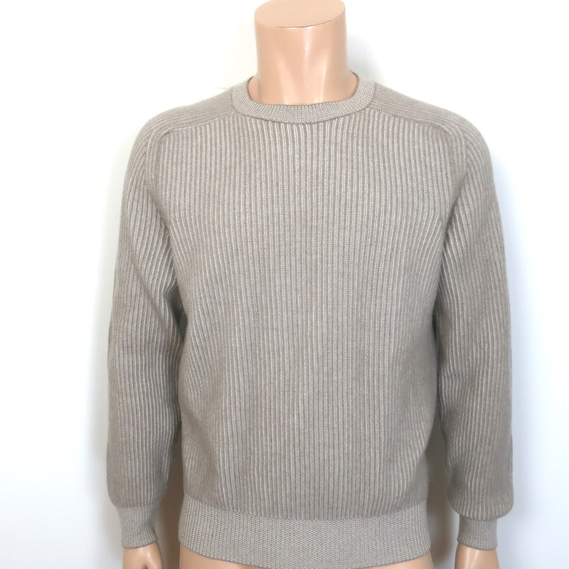 Brunello Cucinelli Ribbed Cashmere Raglan Sweater Taupe Size 48