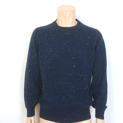 Brunello Cucinelli Speckled Knit Crewneck Sweater Navy