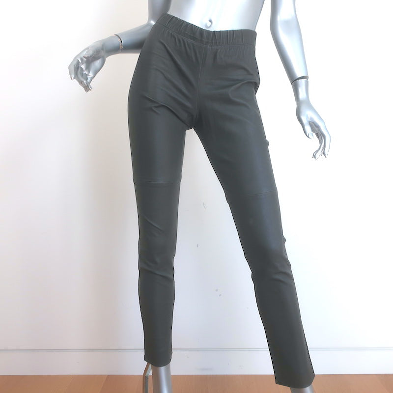 Brunello Cucinelli Stretch Leather Leggings Gray Size US 6