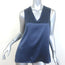 Brunello Cucinelli Stretch Silk Satin Tank Top Navy Size Medium V-Neck Blouse