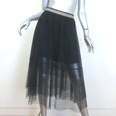 Brunello Cucinelli Tulle Midi Skirt Black Size US 6
