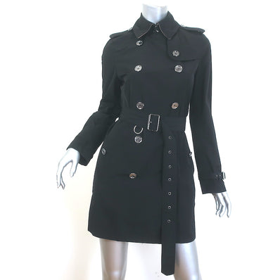 Burberry Brit Buckingham Packable Trench Coat Black Size US 4 Belted Jacket