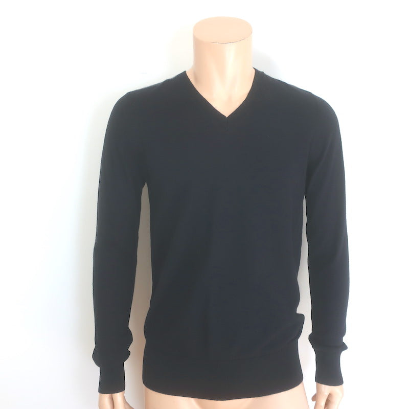 Burberry Brit Check-Trim V-Neck Sweater Black Cotton-Cashmere