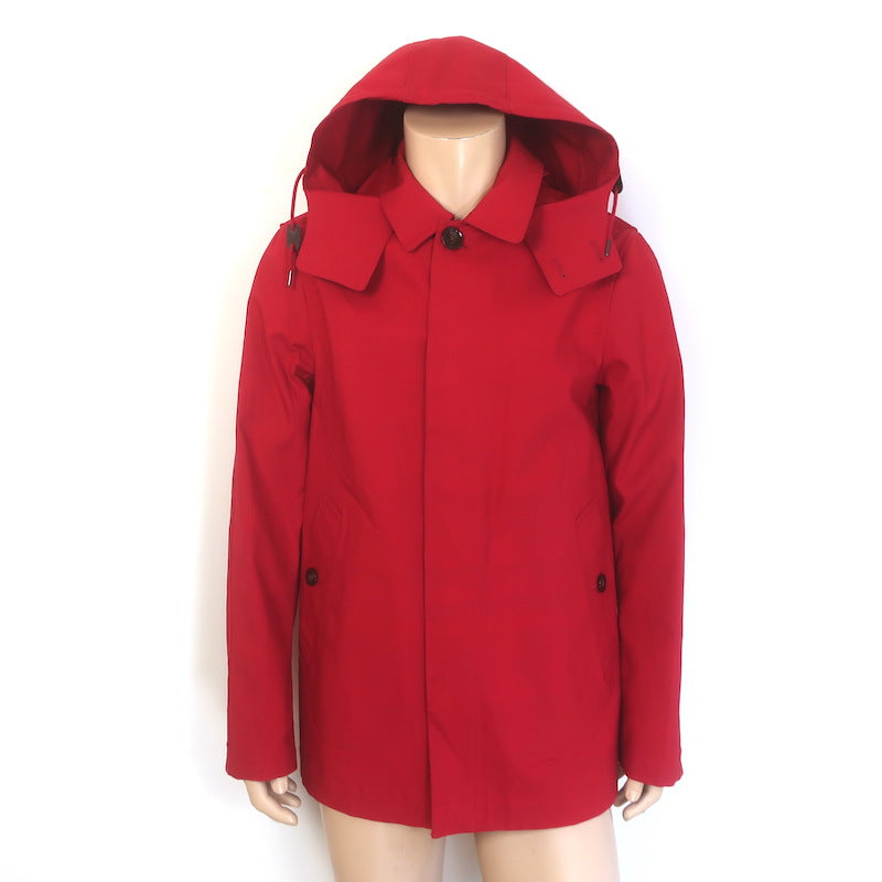 Burberry Brit Hooded Raincoat Red Coated Cotton Size Medium