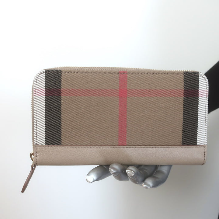 Burberry House Check Large Zip Around Wallet