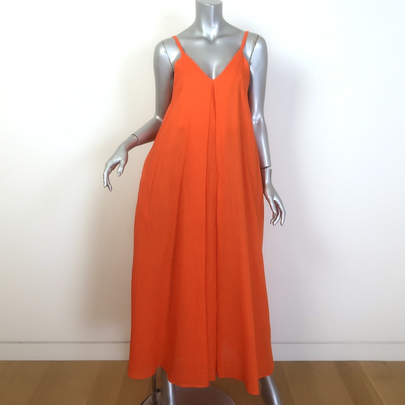 COS Pleated Linen Maxi Dress Orange Size 6
