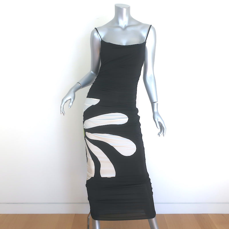 Cala de la Cruz Kim Flower Print Ruched Maxi Tube Dress Black Size Small NEW