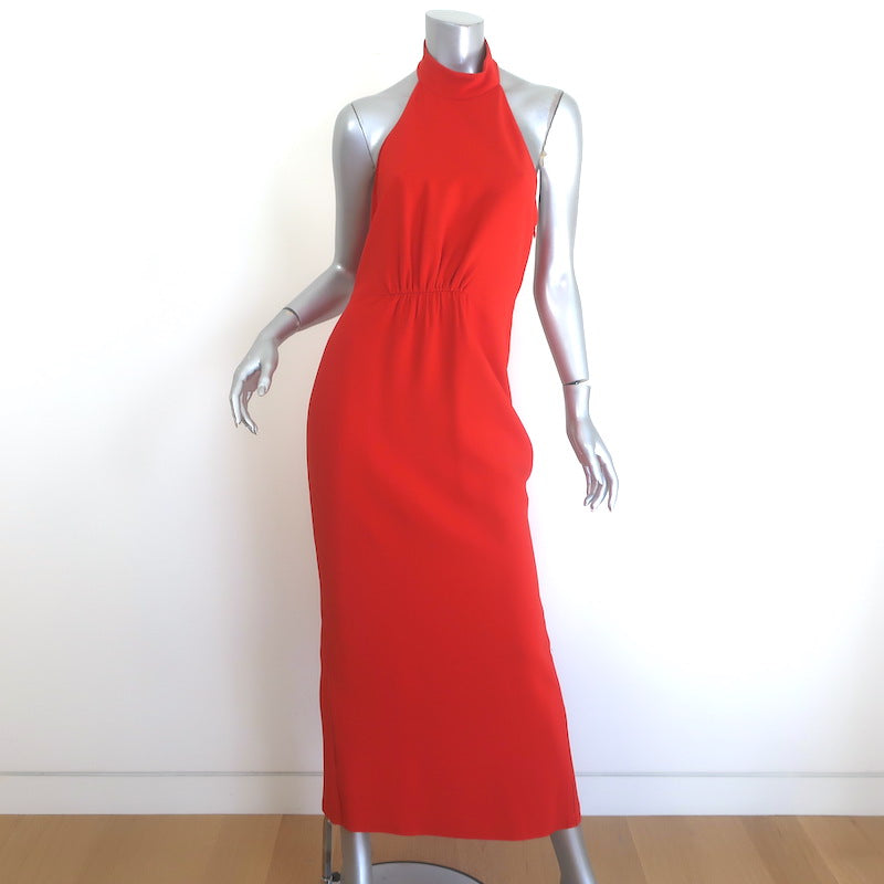 Calvin Klein Collection Feya Halter Dress Flame Red Stretch Cady Size 6