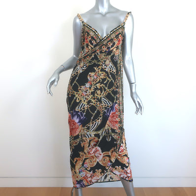 Camilla A Night in the 90's Chain-Strap Sarong Wrap Dress Black Size Medium NEW
