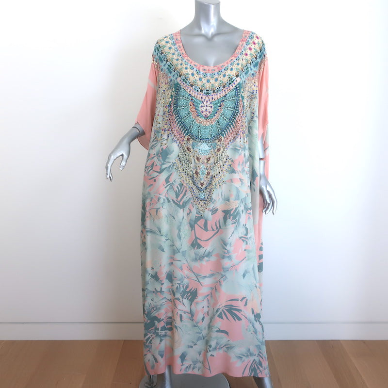 Camilla Garden of Dreams Round Neck Silk Caftan Pink 