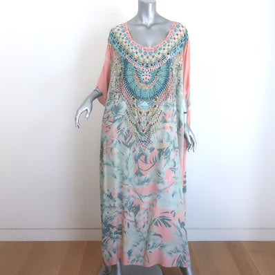 Camilla Garden of Dreams Round Neck Silk Caftan Pink 