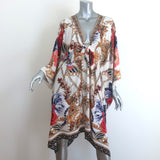 Camilla Reign Supreme Short Kaftan with Hardware Cream Printed Silk One Size NEW
