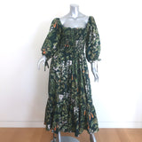 Cara Cara Jazzy Smocked Midi Dress Dark Green 