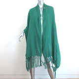 Caravana Fringed Shawl Scarf Green Cotton Gauze NEW