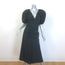 Carolina Herrera Puff Sleeve Ruched Midi Dress Black Stretch Cotton Size 8
