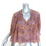 Carolina K Tassel-Tie Blouse Light Purple/Orange Floral Print Cotton Size Small
