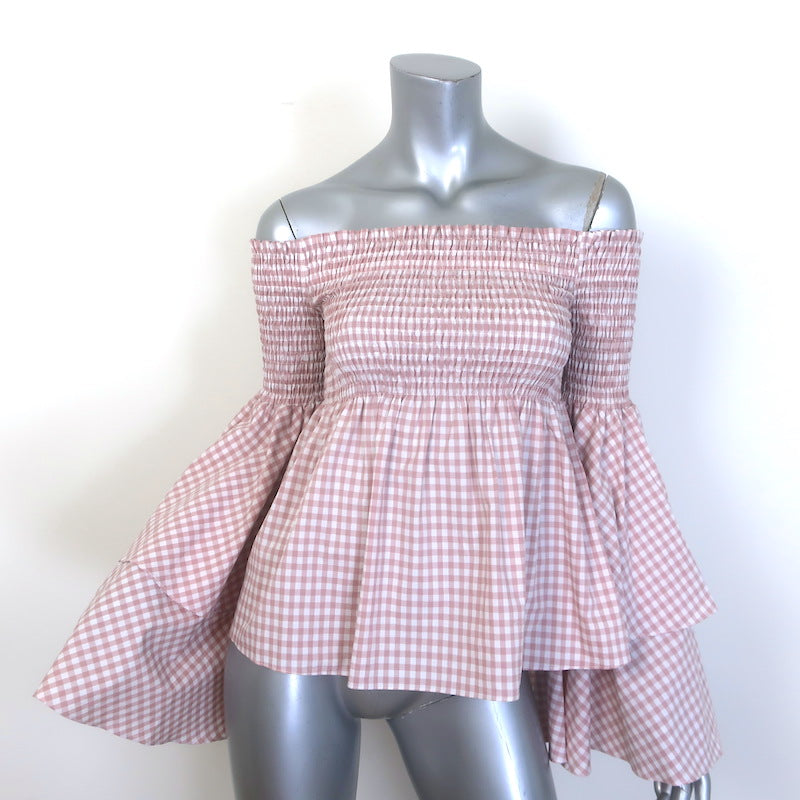 Caroline Constas Appolonia Off-Shoulder Gingham Top
