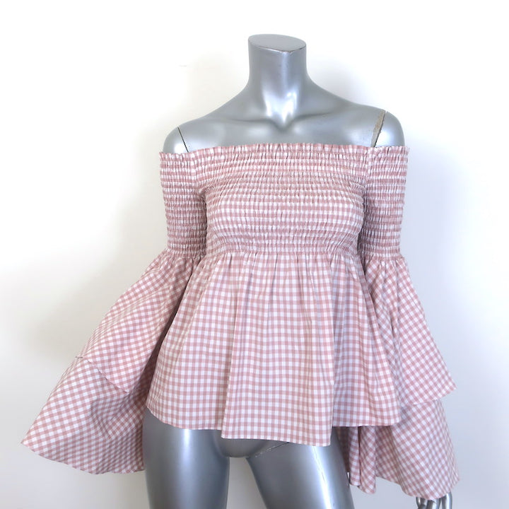 Caroline Constas Appolonia Off-Shoulder Gingham Top