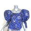 Caroline Constas Nella Puff Sleeve Top Blue Printed Stretch Cotton Size Medium