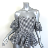 Caroline Constas Off the Shoulder Gingham Top Black/White Cotton Size Small