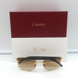Cartier Rimless Rectangular Sunglasses Cream Genuine Horn C83F73G3 NEW