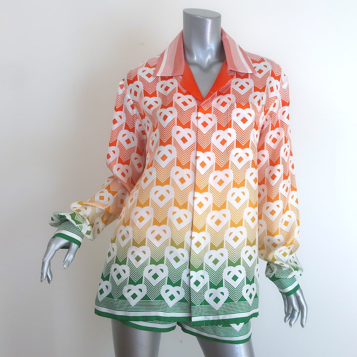 Casablanca Gradient Heart Monogram Shirt &amp; Shorts Set