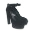 Casadei Velvet Ankle Strap Peep Toe Platform Pumps Black Size 38 NEW