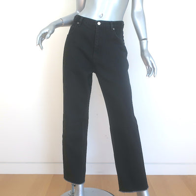 Celine Ankle-Slit Straight Leg High Rise Jeans Black Denim Size 40